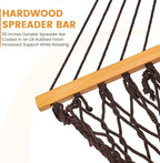 Lazy Daze Hammocks Double Rope Hammock, 2 Person Traditional Outdoor Hand Woven Cotton Rope Hammock with Spreader Bar, Chains, Tree Straps for Patio Yard - Max 450 Lbs, Dark Brown