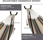 Lazy Daze Hammocks Double Hammock with 9ft Space-Saving Steel Stand Includes Portable Carrying Case, 450 Pounds Capacity (Tan Stripe)