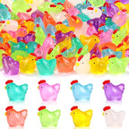120pcs Luminous Mini Chicken Figurines 8 Colors Glow in The Dark Tiny Small Little Resin Chicken to Hide Miniature Resin Animals for Fairy Garden Party Potted DIY Dollhouse Micro Landscape Home Decor
