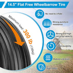 Cenipar 4.80/4.00-8" Flat Free Tire and Wheel 14.5" Solid Flat-Free Replacement Tire with 5/8" or 3/4" Axle Borehole,3-7" Adjustable Centered Hub for Wheelbarrow Hand Truck Garden Trailer and Trolley