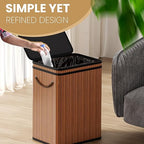 80 Liter/21 Gallon Large Trash Can with Lid, Garbage Bin Wastebasket Made of Bamboo, Outdoor Garbage Can/Waste Bin for Home, Office, Bathroom, Kitchen 24" HX15.8 WX11.8 D (Advanced Walnut)