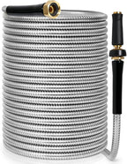 TOOLCY Metal Garden Hose 75 FT - 304 Stainless Steel Water Hose with Brass Nozzle - Super Flexible, No Kink, Heavy Duty, Lightweight, Durable Garden Hoses for Yard, Outdoor, Lawn