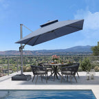 PURPLE LEAF Sunbrella Cantilever Umbrella 10FT Outdoor Double Top Large Offset Hanging 360° Rotation Heavy Duty Square Umbrella for Garden Patio Deck Pool Backyard Spectrum Denim