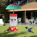 8" Nectar Defender for Hummingbird Feeder with Ant Guard, Skaithee Bird Feeder Baffle with Ant Moat & Rain Guard & Shepherd Hooks, Bright Colors Attract More Humming & Wild Birds (Green 8 inches)