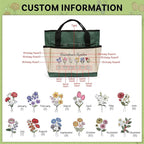 Personalized Garden Tools Set for Women: Custom Text Garden Tool Bag and Garden Shovel & Transplant Shovel & Hand Rake - Gardening Gifts for Mom Grandma Gardening Lover (6 Flowers)