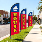 3 Pack Open House Flag for Real Estate 8 Ft Open Feather Flags Banner with Pole Kit and Ground Stake for Outside Outdoor