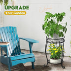 2 Tier Metal Plant Stand Indoor Outdoor , Rustproof Stable Plant Stands Multiple Plant Rack Holder Flower Pot Stand for Living Room Balcony Garden Patio Bedroom (Black, 19.5)