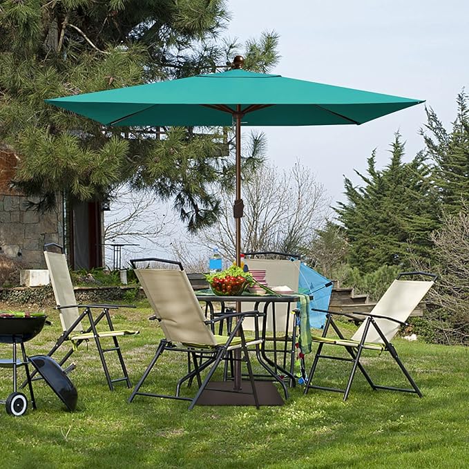 EliteShade USA 10-Year-Non-Fading 6.5x10Ft Rectangular Market Umbrella Patio Umbrella Outdoor Table Umbrella with Ventilation, Teal