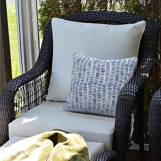 LVTXIII Set of 2 Patio Throw Pillows Waterproof 18"x18" Fade Resistant Outdoor Throw Pillows with Inserts, Fluffy Decorative Garden Toss Pillow Cushions for Home Patio Coach Sofa Use, Pebble Blue