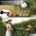 21V Electric Weed Wacker with Wheel, Cordless Weed Eater with 2 x Batteries & 1 Charger, 3 in 1 Grass String Trimmer/Brush Cutter/Edger, Stringless Lightweight Weed Trimmer for Garden, Yard and Lawn