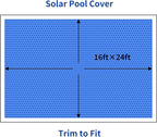 BigXwell Solar Pool Cover, Blue 16-mil 16 x 24 Foot Rectangle Above-Ground and In-Ground Pools, Heavy-Duty Insulating Pool Solar Cover, Heat Retaining Solar Blanket Cover for Swimmer
