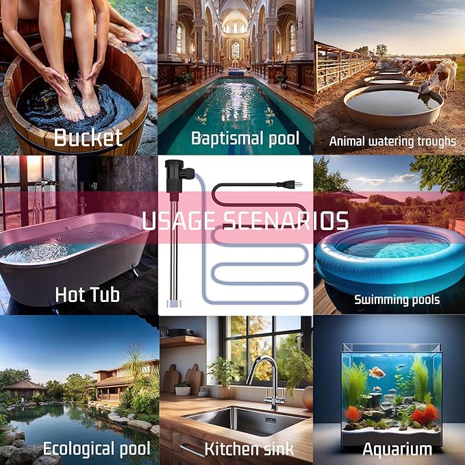 240V 3500W Immersion Water Heater for Hot Tub & Pool – Portable Electric Submersible Heater with Temp Control, Auto Shut-Off and WiFi Timer for Inflatable pool, Above Ground Pool and Bathtub