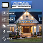 LAMPHOME LED Flood Lights Outdoor 15/20/35W and 3000/4000/5000K Adjustable 3900Lm,Dusk-to-Dawn Sensor o Dawn Flood Light for Yard, Garage, Garden,UL Listed,Includes Yoke Mount UL Listed