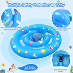 Baby Pool Float with Canopy, Inflatable Baby Swim Float with UPF50+ Sun Protection, Toddler Infant Pool Float with Toy Play Console Adjustable Safety Seat for Kids Girls Boys Aged 6-36 Months