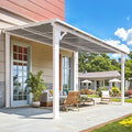 AECOJOY 12' x 8' Outdoor Gazebo Pergola for Patio, Large White Hardtop Lean to 8x12 Gazebo Shelter Pergolas and Gazebos Clearance with Patio Roof, Large Wall-Mounted Heavy Duty Awnings for Patio