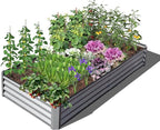 Domi Galvanized Raised Garden Bed, 6x3x1Ft Thickening Metal Planter Box for Vegetables Bottomless for Backyard Outdoor, 1" Deep w/ 128 Gallon Capacity - Silvery