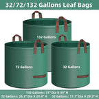2-Pack 32 Gallons Leaf Bags, Reusable Yard Waste Bags, Heavy Duty Lawn Bags for Garden Leaves and Waste Collection, Lightweight Portable Yard Trash Bag