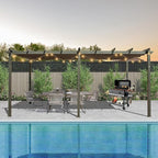 Domi Outdoor Living 11' X 20' Outdoor Pergola with Retractable Canopy Aluminum Shelter Sun Shade Grape Trellis for Patio, Backyard and Lawn, Gray