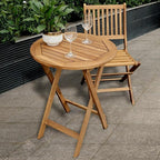 Acacia Wood Round Table, Foldable Waterproof Large, Collapsible Rustic Outdoor Wooden Coffee Tables for Patio Lawn Deck Balcony Bathroom-Natural