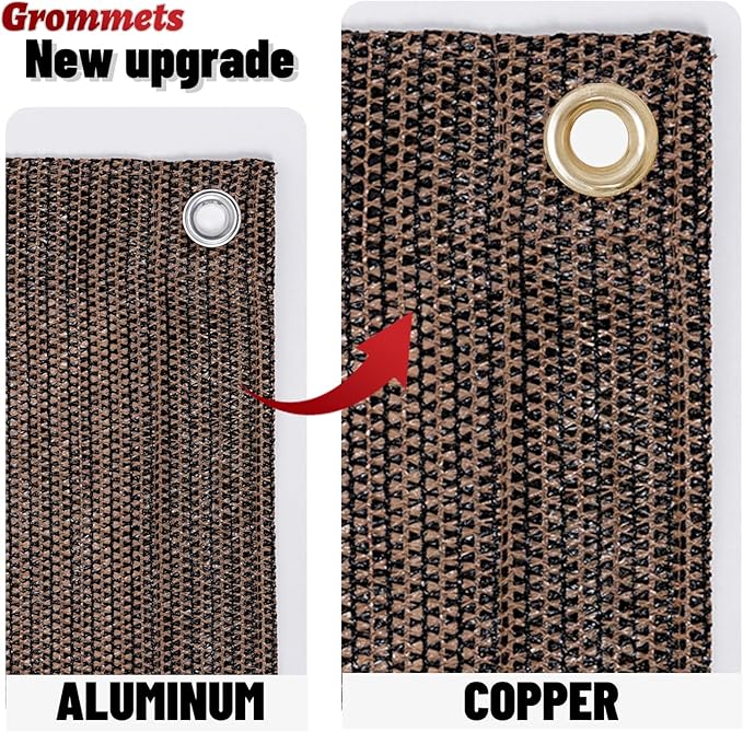 SUNNY GUARD Shade Cloth Custom Size 3x10 FT Sun Shade Screen Fabric Shade Cover Tarp with Grommets for Pergola Backyard Garden, Brown(We Customized)