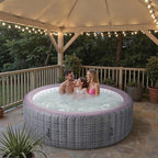 UHOMEPRO Inflatable Hot Tub Spa Set, Outdoor Bubble Massage Portable Hot Tubs with 130 Soothing Jets, Insulated Cover, Internal Heater Pump, 6 Filter Cartridges (Round)