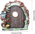 Miniature Fairy Door, Wooden Gnome Door for Trees Wall, Fairy Garden Outdoor Decor Accessories