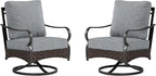 Swivel Patio Sofa Chairs - 2 PCS Outdoor Swivel Rocker Armchairs, Patio Seating with High Back Deep Seat for Porch Deck Balcony