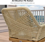 PURPLE LEAF Outdoor Dining Set All-Weather PE Rattan Outdoor Patio Furniture Set with All Aluminum Frame Square Table and Chairs 14 Pieces Set for Lawn Garden Backyard Deck, Teak