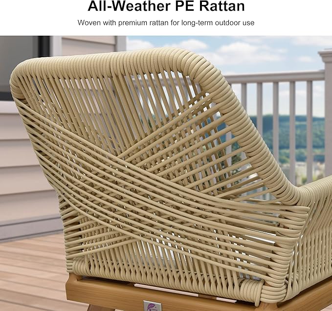 PURPLE LEAF 11 Pieces Outdoor Dining Set All-Weather PE Rattan Outdoor Patio Furniture Set with All Aluminum Frame Rectangular Table and Chairs Set for Lawn Garden Backyard Deck, Teak