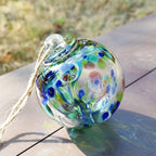 YaoYuan 4 Inch Garden Hanging Gazing Ball Hand-Blown Glass for Hanging Gardens Window Outdoor Gazing Ball Witch Balls Glass Ornament (Bule and Purple)
