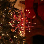 Alpine Corporation 10" H Indoor Christmas Twig 3D Hanging Snowflake Ornament with LED Lights, Red, Christmas Decoration