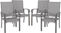 NUU GARDEN Patio Dining Chairs Set of 4, All Weather Textilene Patio Chairs,Powder-Coated Metal Frame Outdoor Patio Bistro Dining Chairs for Lawn Garden Backyard, Light Gray