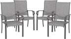 NUU GARDEN Patio Dining Chairs Set of 4, All Weather Textilene Patio Chairs,Powder-Coated Metal Frame Outdoor Patio Bistro Dining Chairs for Lawn Garden Backyard, Light Gray