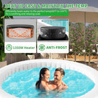 4-6 Person Inflatable Hot Tub, 264Gal Portable Blow up Hot Tub with 130 Strong Bubble Jets, Leak-Resistant PVC Round Outdoor Spa with Heater Pump and Insulated Cover, 82” X 82” X 25”
