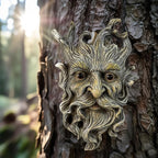 Mustache Tree Face Sculpture, Funny Mustache Old Man Tree Hugger Statue, Indoor & Outdoor Creative Props for Garden and Home,9" x 7" x 2.4"