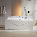Empava 2 Person Heated Soaking Whirlpool Bathtub, 71” Jetted Tubs with 16 Jets(8 Water Jetted + 8 Air Bubble), Acrylic SPA Bath Tub, with LED control panel, Faucet and two white pillows