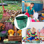 3 Pack 53 Gallon Yard Waste Bags Dustpan Type Lawn Garden Reusable Heavy Duty Leaf Bags Yard Waste Container with Reinforced Carry Handles for Leaves Debris Grass, with Gloves, Leaf Bag Holder