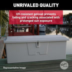 TAYLOR MADE PRODUCTS Stow 'N Go Medium Fiberglass Dock Box, White (24"H x 72"W x 23"D) – Fiberglass construction, UV gelcoat finish, stainless steel lockable latch and hardware – 2020108642