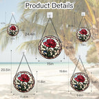 Stained Glass Window Hanging - Red Carnation Birth Flower Sun Catcher for Door Garden Home Decor Suncatcher Christmas Mother's Day Birthday Gifts for Women Men Mom Nana Friend Wife 15 in