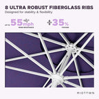 Midtown Umbrellas The Swilt 8 Feet Patio Umbrella in Sunbrella Bengali Purple Acrylic Fabric - Fiberglass Ribs, Auto-Tilt Aluminum Frame For Backyard, Deck, Garden, Pool - White Pole