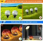 Solar Globe Lights Outdoor Waterproof-Solar Balls-Solar Garden Lights-Orbs for Outside 2 Pack Cracked Glass Ball for Lawn Patio Yard Backyard Decorations