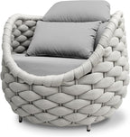 Patio Accent Chairs Set of 2: Aluminum Porch Lounge Chair with Arms - Woven Rope Cushioned Armchair - Modern One Seater Chair - Outdoor Deck Furniture for 400lbs Balcony Lanai Garden Hotel, Gray