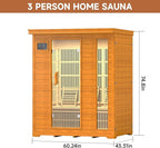 springspa 3 Person Infrared Sauna Indoor, 15amp Low EMF Far Infrared Canadian Hemlock Sauna with 2 LCD Panels, Bluetooth