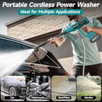 2025 Upgrade Cordless Pressure Washer, Portable Power Washer with 4.0Ah Battery & Charger, 700PSI Handheld Pressure Washer with 5M Hose, 4-Speed Setting, 6-in-1 Nozzle, Powered Cleaner for Car Floor