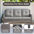 Wicker Outdoor Conversation Se with 50,000 BTU Gas Propane Fire Pit Tablet-6 Pieces Outdoor Wicker High Back Couch Patio Furniture for Deck Poolside Backyard