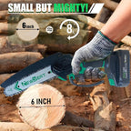 Mini Chainsaw Cordless 6 Inch - Electric Chainsaw Battery Powered, Small Handheld Portable Saw for Wood/Trees Trimming, Tools for Household and Garden, Chain Saw Gift for Men Dad Women