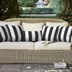 LVTXIII Outdoor Throw Pillows 18x18 Patio Waterproof Square Pillows with Piping Fade Resistant Accent Pillow for Spring Summer Garden Decoration, Set of 2, Cabana Black