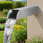 4x3 Inch Stainless Steel 316 Waterfall Spout for Pools Ponds Water Walls - Outdoor Fountain Spillway with Straight Flow Design & Built-in Lip (Brushed Stainless Steel)