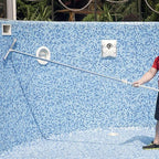 HOSKO Swimming Pool Brush for Wall Tile,Pole Length Adjustable 10FT,18.5" Polished Aluminum Back Cleaning Brush Head Nylon Bristle for Pool Cleaning（10 FT）