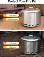 YEFU Fire Pit Lid for Solo Stove Bonfire 19.5 Inch, Portable 304 Stainless Steel Cover Accessory for 19" Outdoor Firepit, Waterproof Anti-Dust and All-Weather Resistant
